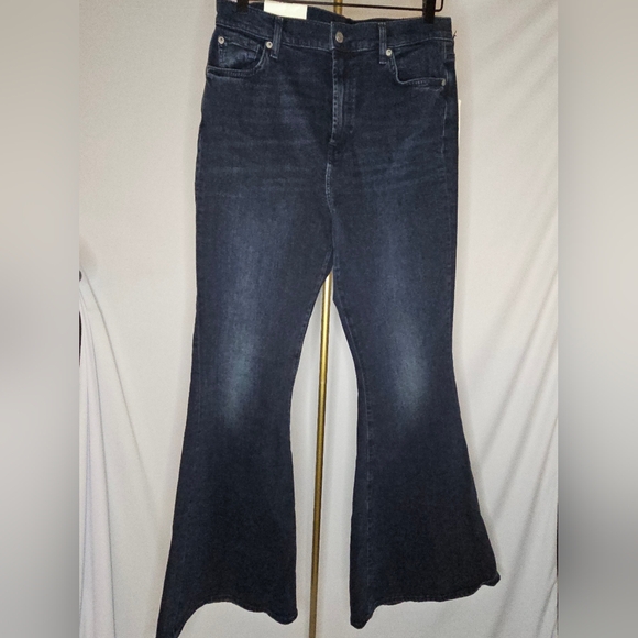7 For All Mankind Denim - 7 For All Mankind High-Rise Mega Flare Jeans in Dark Wash - 32
